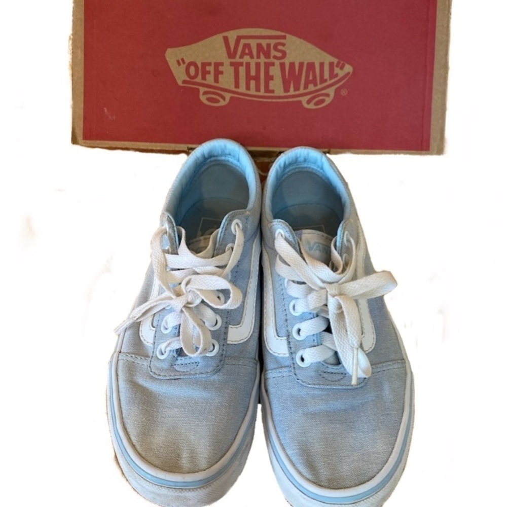 Vans Ward Low Top Canvas Sneakers Blue White Stripe Casual Shoes‎ 5.5